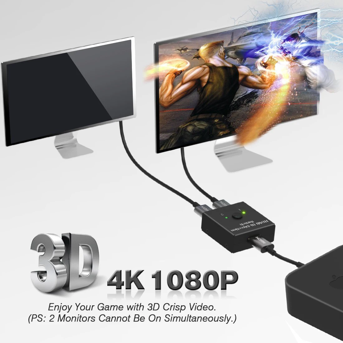 HDMI Switch Bi Direction 4K Splitter 2X1 Switcher для PS4 PS3 Roku Express поддерживает Ultra HD 3D 1080P|Дисплеи| |