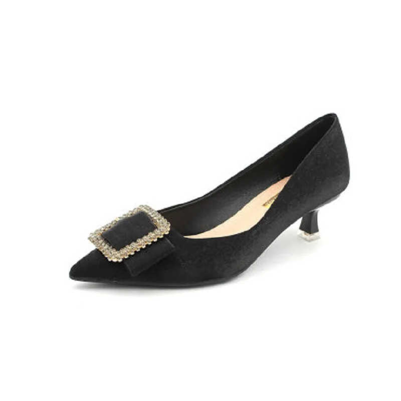 

2020 spring new women's high heels comfortable breathable rhinestone metal decoration pointed toe stiletto women's shoes