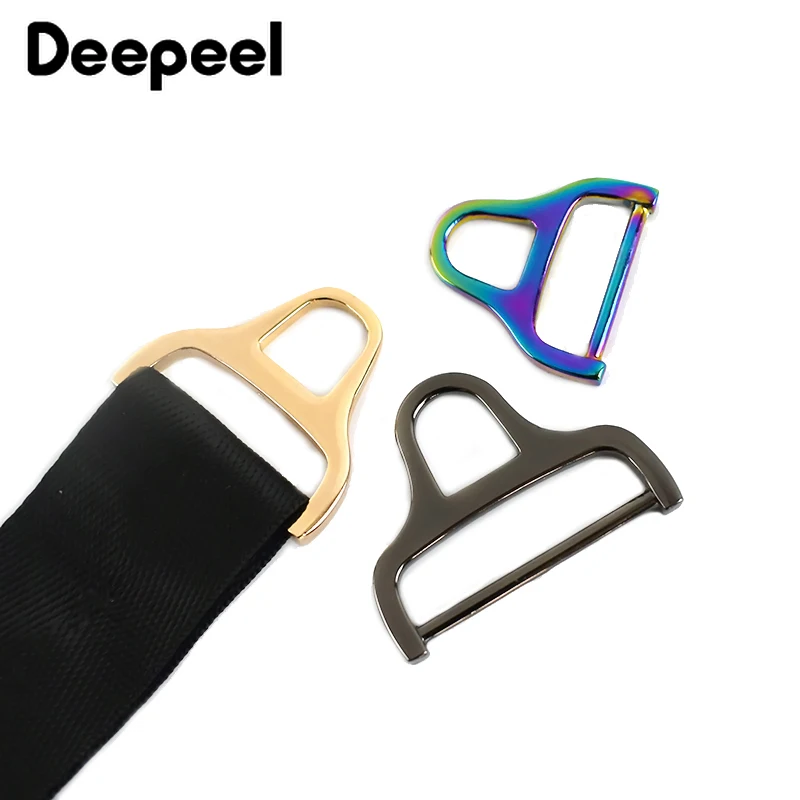 Deepeel 20pcs Metal Adjuster Buckle D Dee Ring Buckles Triangles with Bar Swivel Clip Loop for DIY Belt Bag Straps Accessories