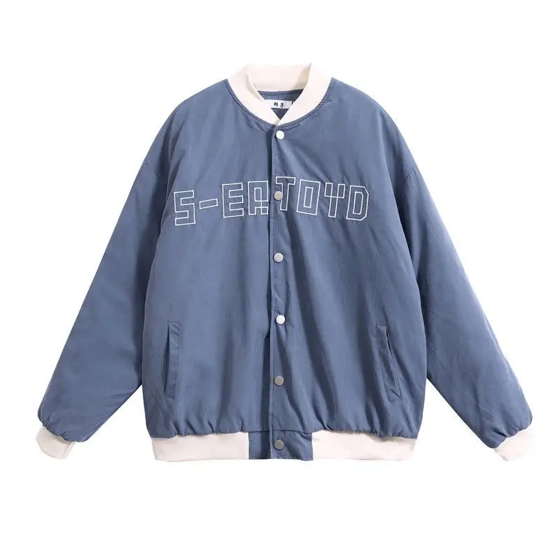 

Autumn/winter Oversized Baseball Women Jacket Couple 2021 Korean Letter Embroidery Thick Baseball Uniform Student Padded Goth