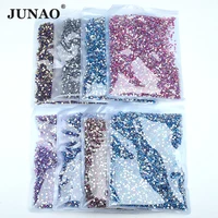 junao wholesale 100 gross ss6 8 10 12 16 20 30 crystal pink violet flat back glass rhinestone bulk glue on nail decoration stone