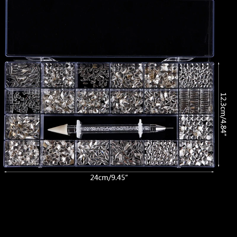 

21 Grids Nail Art Decoration Kit Multi Shapes with Dual-ended Dotting Pen