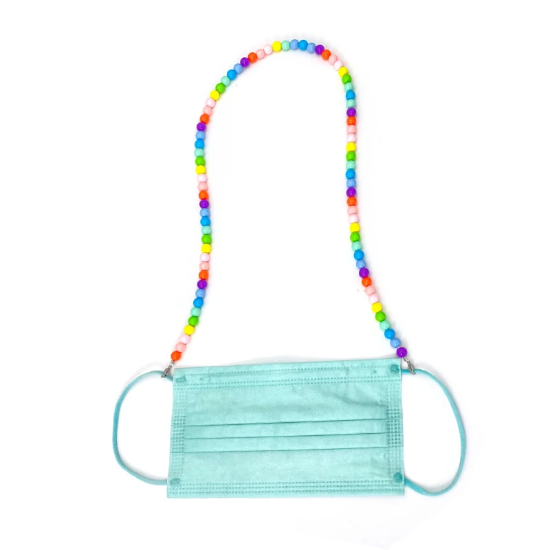 

Fashion Colorful Beads Mask Lanyard Rainbow Beaded Mask Hanging Rope Anti-lost Mask Holder Glasses Decorative Extension Lanyard