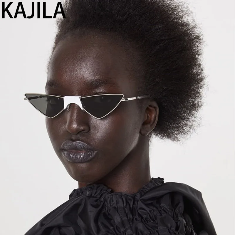 Винтажные треугольные солнцезащитные очки кошачий глаз женские желтые 2020 Новое