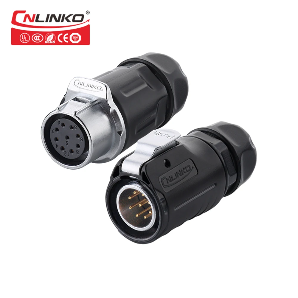 

Cnlinko M20 9 Pin BPT Plastic Waterproof IP67 Aviation Connector Male Plug Female Socket Outdoor Industrial Signal Cable Adapter