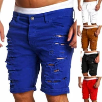 mens fashion men boy skinny runway straight short denim pants runway straight destroyed ripped jeans shorts plus size