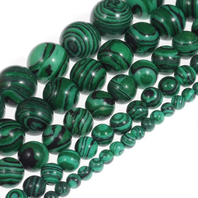 

Synthesis Malachite Loose Beads Natural Gemstone Smooth Round Spacer Bead for Jewelry Making
