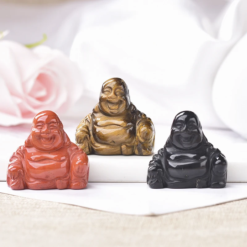 1 шт. Натуральный Камень Резные Будда Майтрея сырые кристаллы Handcarved Статуя Будды
