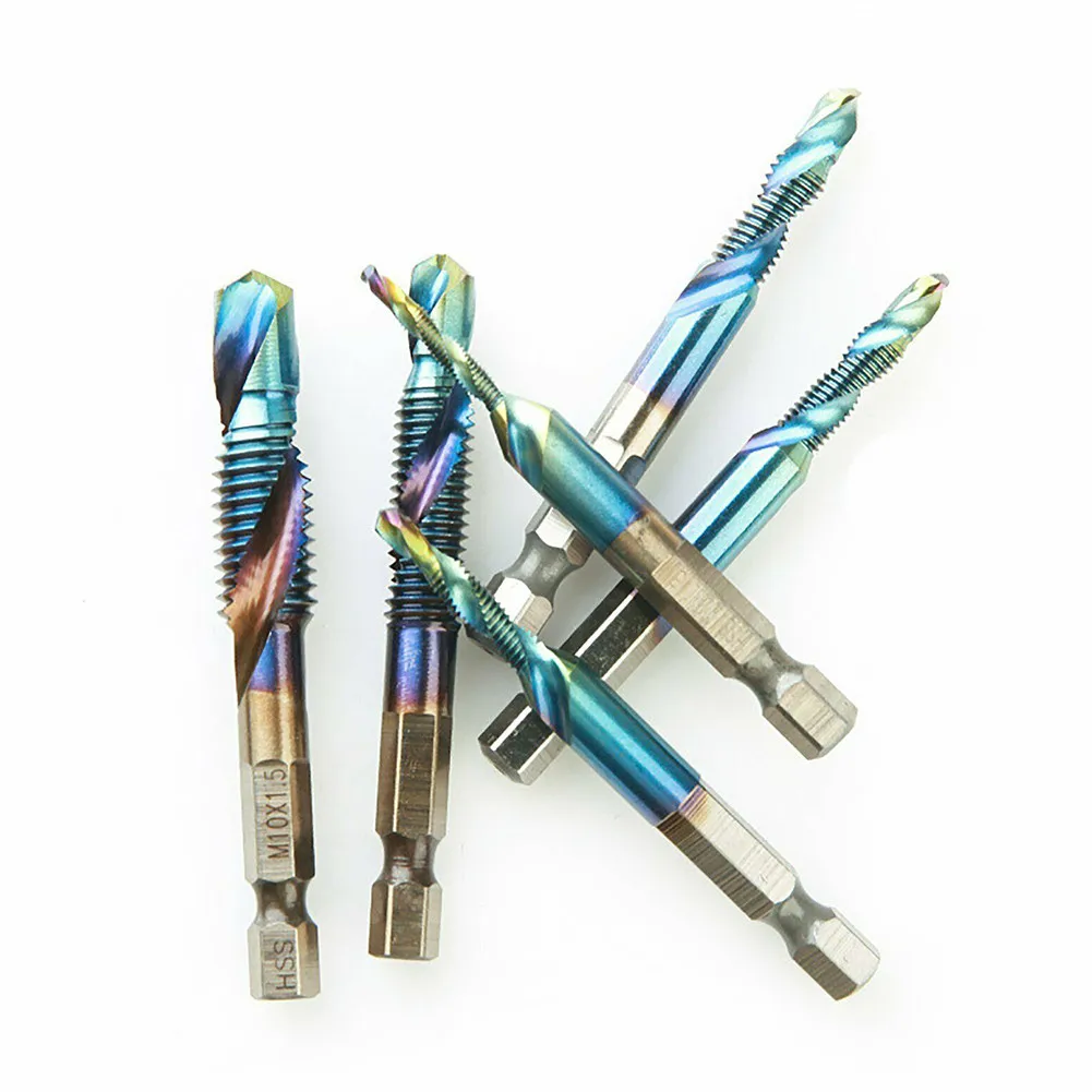 

6 шт./компл. сверло с шестигранным хвостовиком M3/M4/M5/M6/M8/M10 высокоскоростное стальное сверло с синим резьбовым покрытием сверло с шестигранны...