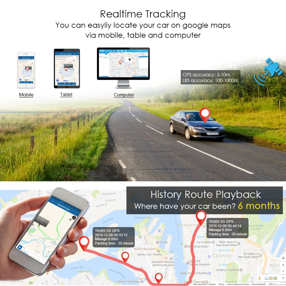GPS-трекер 3G в реальном времени для автомобиля GPS-локатор TKSTAR TK915 трекер с аварийной