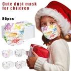 Лидер продаж, детская 3-слойная дышащая защитная маска с милым принтом для школы, кемпинга, путешествий