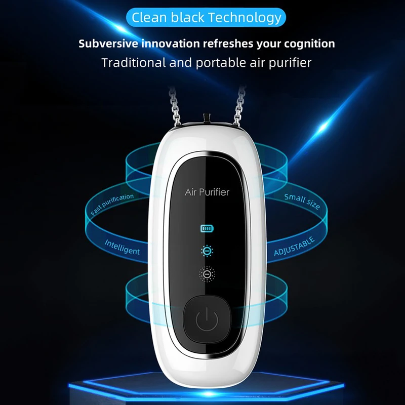 

2021 Portable Air Purifier Pendant with Chain Type-C Rechargeable Mini Air Cleaner Necklace for Car PM2.5 Smoke JU8