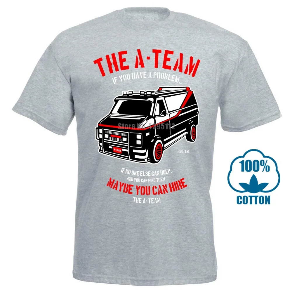 Серый A Team Auto Car футболка забавный фильм - Цвет: Серый
