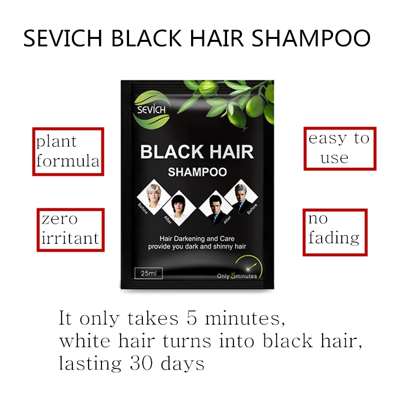 5pcs/lot Sevich Makeup Brand Black Hair Dye Only 5 Minutes Grey Removal Coloring Hairstyle | Красота и здоровье