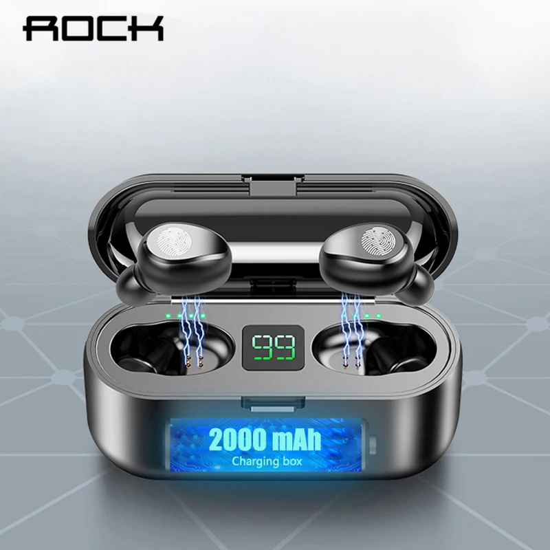ROCK беспроводные наушники Bluetooth V5.0 стерео наушники гарнитура 2000 мАч Мощность для iPhone Xiaomi спортивные наушники с микрофоном