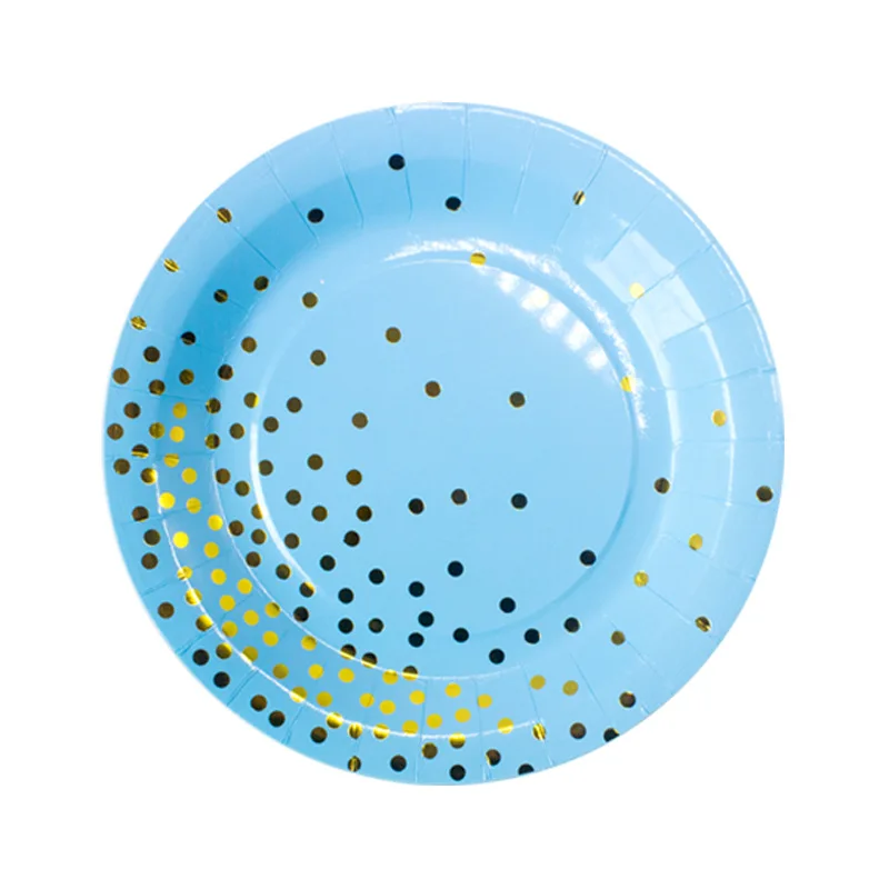 Принадлежности для дня рождения одноразовая посуда синие золотые тарелки в