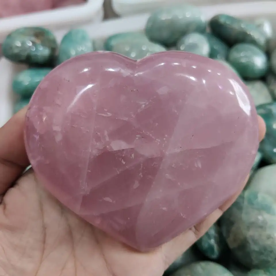 

1pcs 500g Natural Quartz Heart Shaped Pink Crystal Love Healing Gemstones Collection