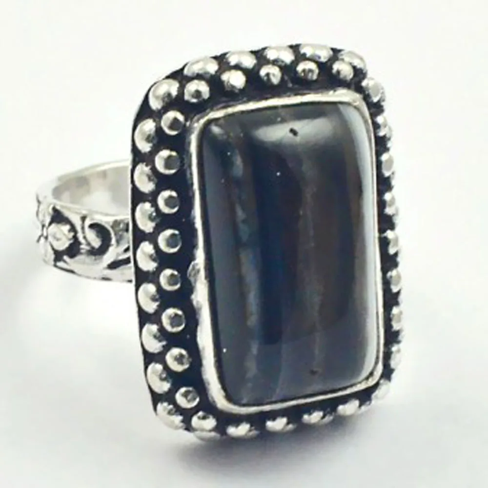 

Ботсванские Агаты кольцо серебряное покрытие по меди, США Размер 7,5, R3342