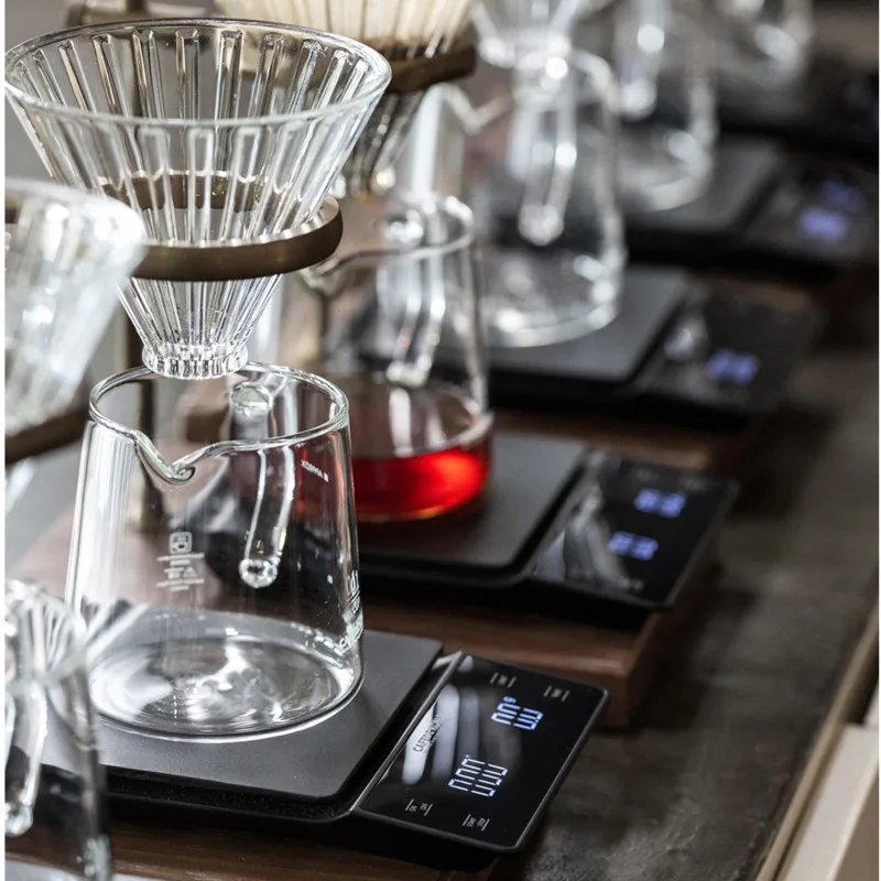 

Precise hand brewed coffee electronic scale bar food weighing timing measurement tool with LED display screen non-slip foot pad