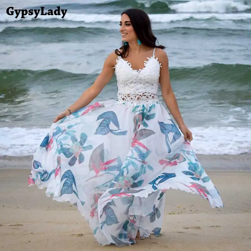GypsyLady белая юбка макси с тропическим цветочным принтом эластичная размера плюс