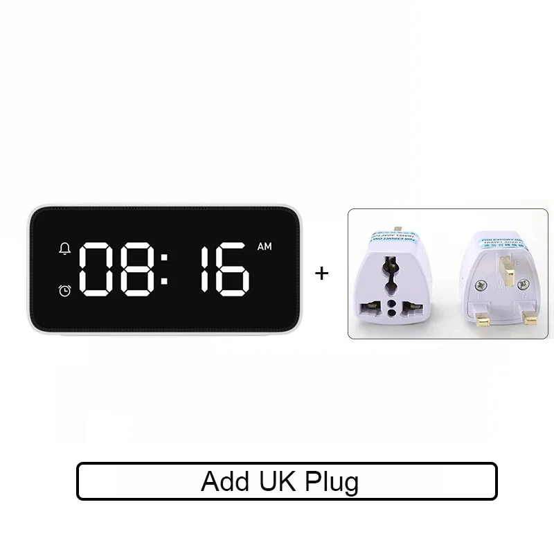 Add UK Plug Xiao mi Xiaoai Смарт Dersktop будильник ABS стол автоматическое время голосовой трансляции калибровки работы с mi home app часы с сигналом - Цвет: Add UK Plug