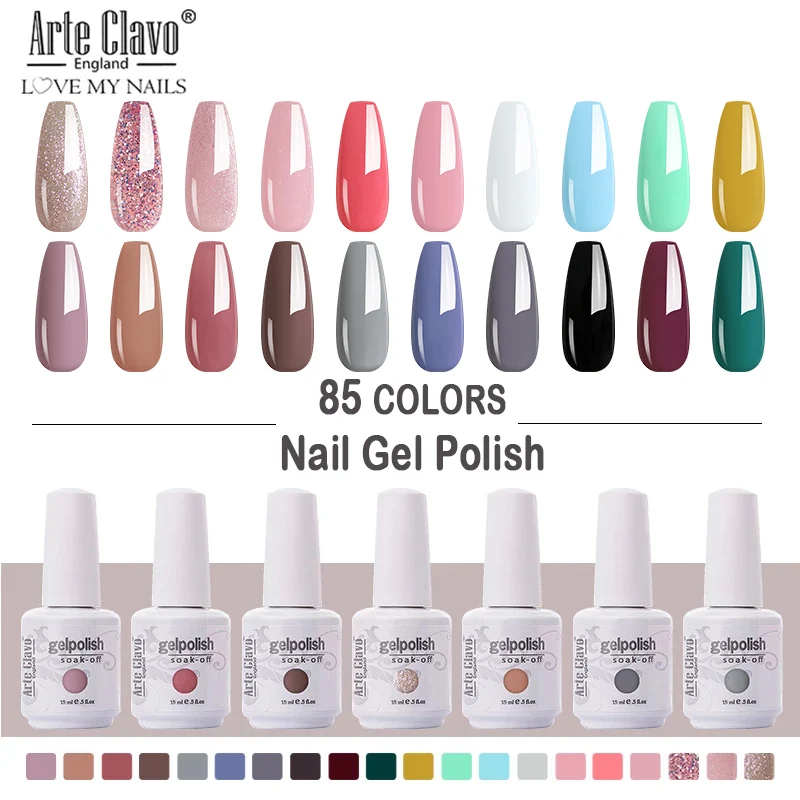 

Arte Clavo Nail Gel Polish 8ml UV Gel Lak 85 Colors Nail Polish Lacquer Soak Off Paint Gel LED Hybrid Nail Art DIY Resin Primer