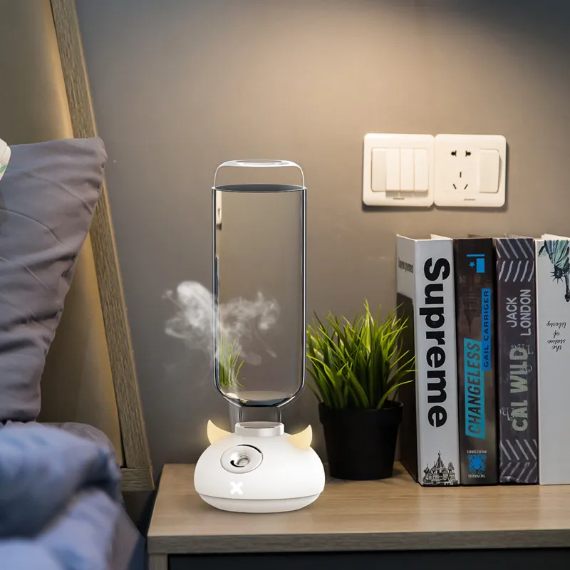 

White Portable Air Humidifier Ultrasonic Rechargeable Car Mist Maker1 200mah Air Purifier Humidifier for Home Office with Light