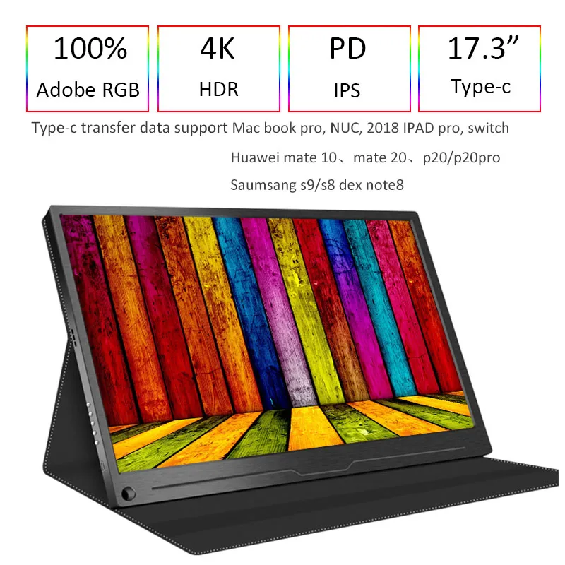 Игровой монитор 17 3 дюйма 100% RGB type-c 60 Гц 4 K HDR для Ps4 Pro Xbox ПК ноутбука компьютера