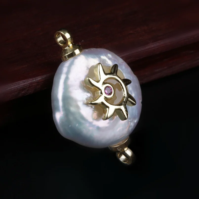 Подвеска из натурального пресноводного жемчуга с фианитом | Украшения и