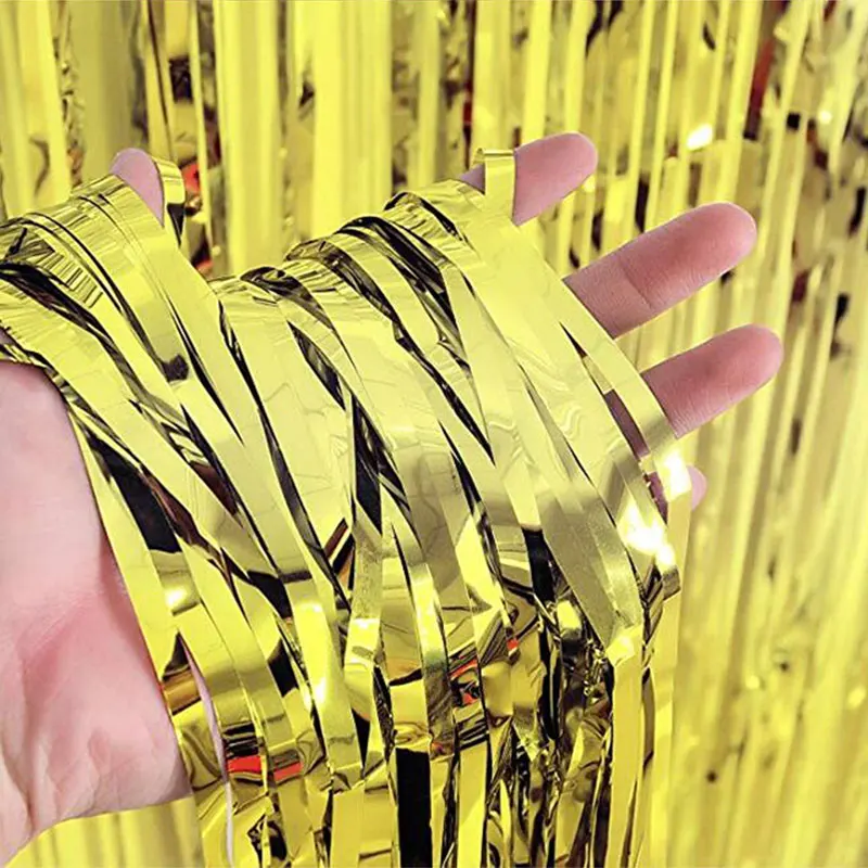 Девичник вечерние занавески блестящая золотая мишура бахрома фольга занавеска