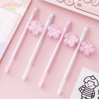 kawaii pink girls cherry blossoms gel pens cute sakura flowers 0 5mm black ink pen school handles stationery supplies gift write