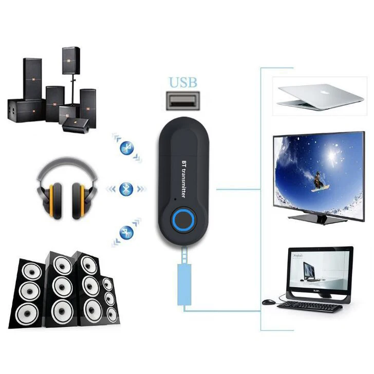 Мини 3 5 мм AUX Стерео Bluetooth 4 0 передатчик аудио USB музыкальный адаптер для ТВ