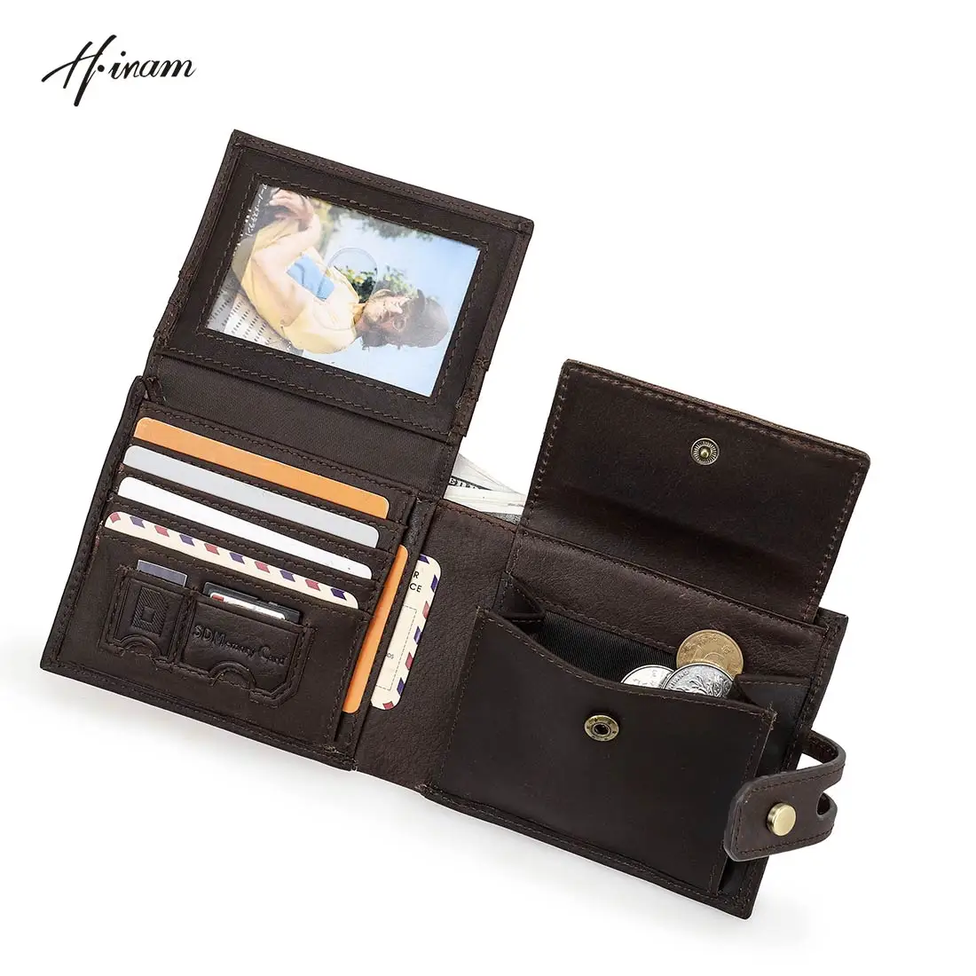 

Genuine Leather Men's Wallet Brand Rfid Blocking Protection Coin Purse Small Mini Card Holder Portomonee Male Walet Bag