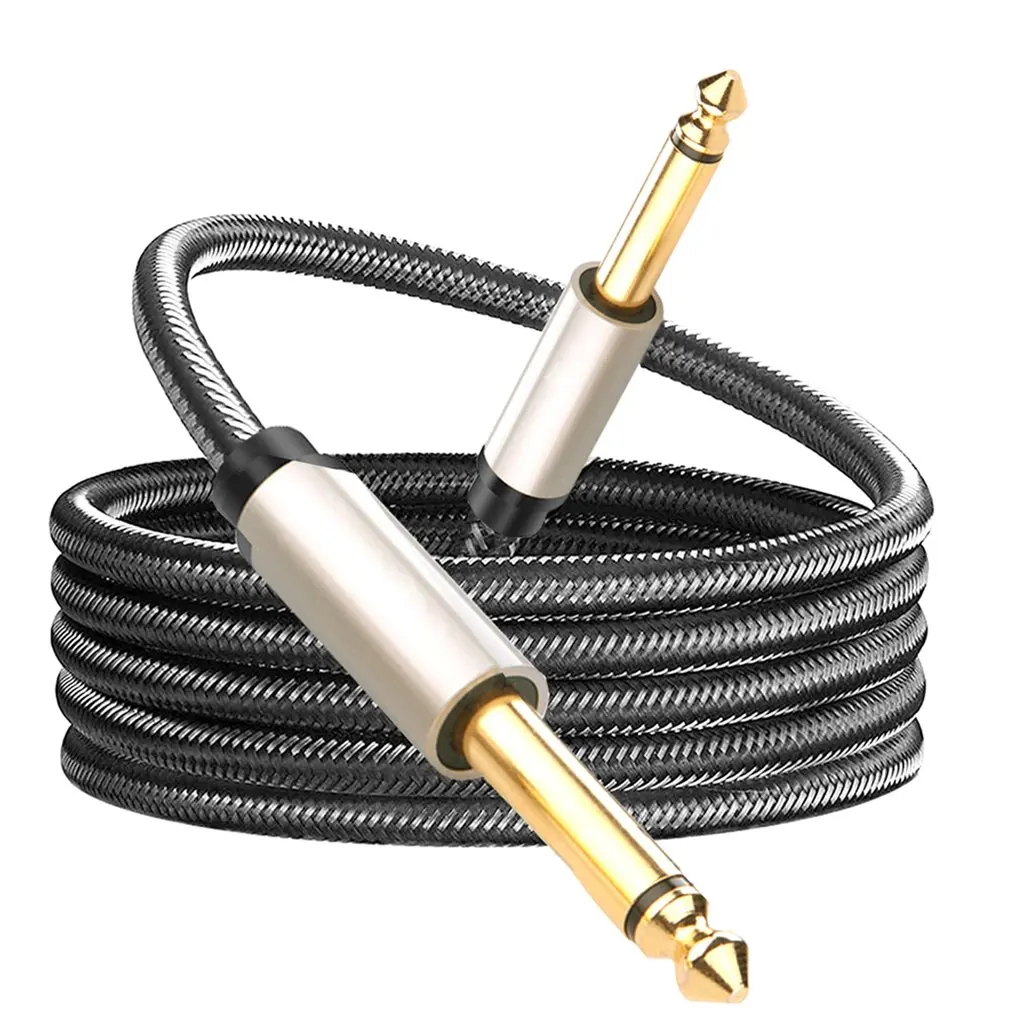 1/1.8m   6.35mm To 6.35mm DIY Audio Cable Male To Male Amp Cord Zinc Alloy Casing Compatible With Electric Bass Guitar Keyboard