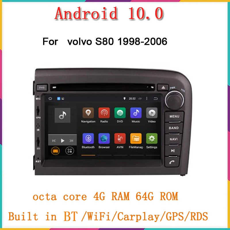 

Автомобильное радио 8core Android10 для volvo S80 1998-2006, gps-навигация, Автомобильный мультимедийный плеер, аудио, стерео, головное устройство Carplay, авто ...