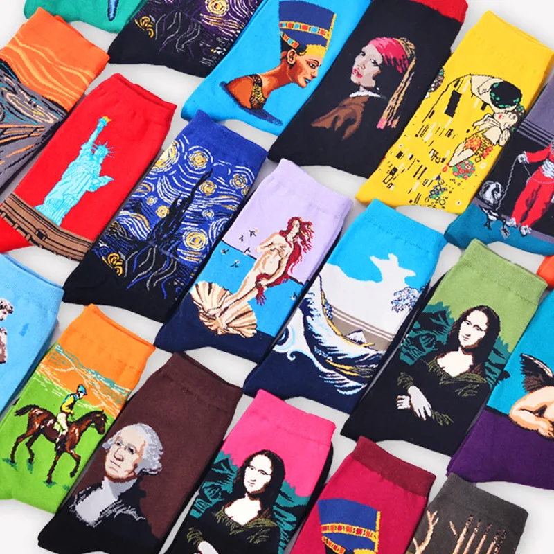 

Women's classic autumn winter vintage socks keep warm personality art world famous painting Vincent Van Gogh