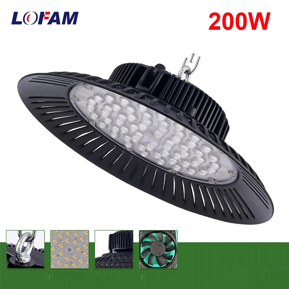 

Lightingview 200W UFO LED High Bay Light Factory Warehouse Industrial Lighting Commercial Bay Lighting for Garage Factory Works