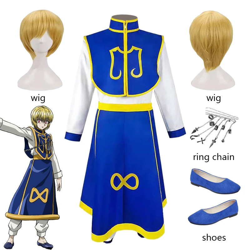 

Костюм для косплея из аниме Hunter X Hunter Kurapika, Аксессуары для косплея, мужской и женский топ, штаны, футболка, наряд на Хэллоуин, карнавальный кос...