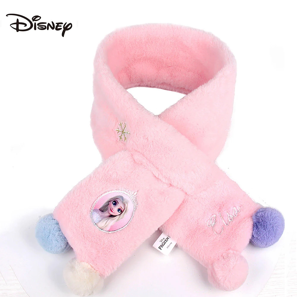 

Детский шарф Disney, зимний воротник принцессы для девочек, мультяшный Детский Теплый однотонный плюшевый детский шарф, милый ветрозащитный н...