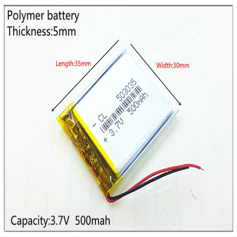 Литровый аккумулятор 3 7 V литий-полимерный 503035 500MAH MP3 MP4 MP5 GPS регистратор SD 483037 |
