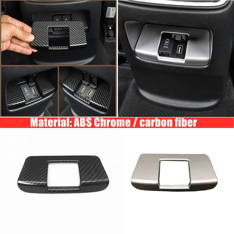 

For Honda CR-V CRV 2017 ABS Matte/carbon Car Seat Armrest Rear Back Charging Interface Panel Covers Trim Car Styling Accessories