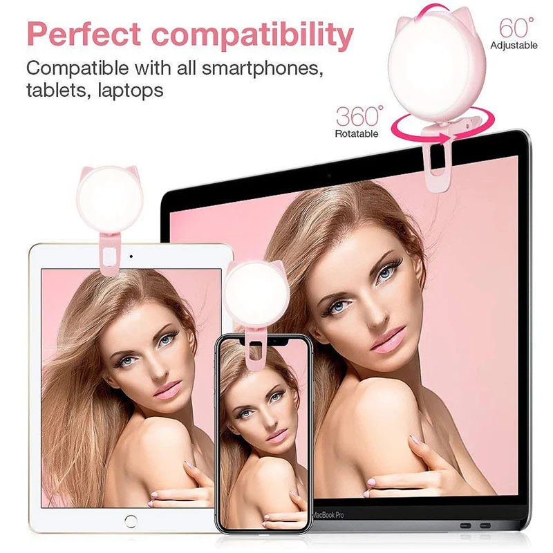 Селфи кольцевой свет для камеры клип на [аккумуляторная батарея] селфи