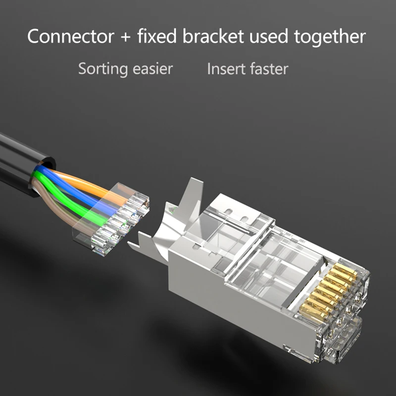 Фото Xintylink rj45 разъем ethernet кабель штекер cat7 cat6a мужской сетевой позолоченный 50u 8P8C Xintylink rj45 разъем ethernet кабель штекер cat7 cat6a мужской сетевой позолоченный 50u 8P8C