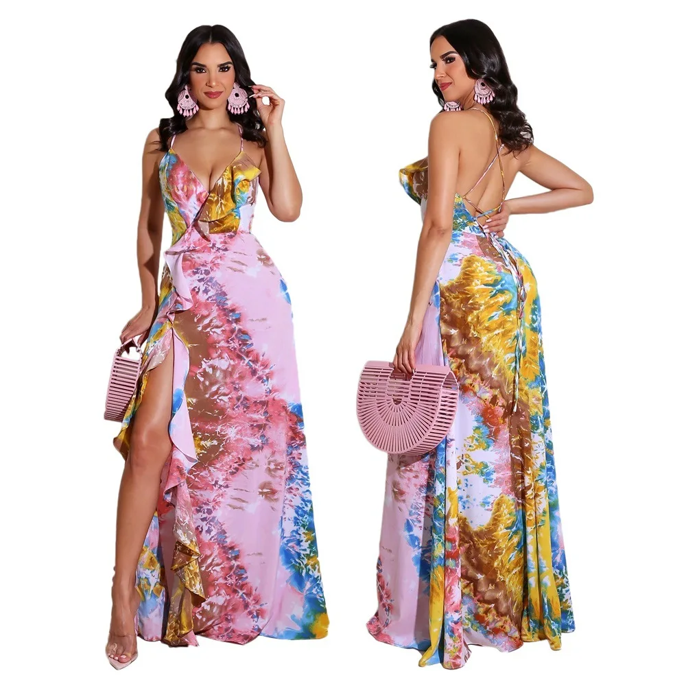 

African Dresses for Women 2021 New Arrival Summer African Women Sleeveless Printing Long Dress African Clothes