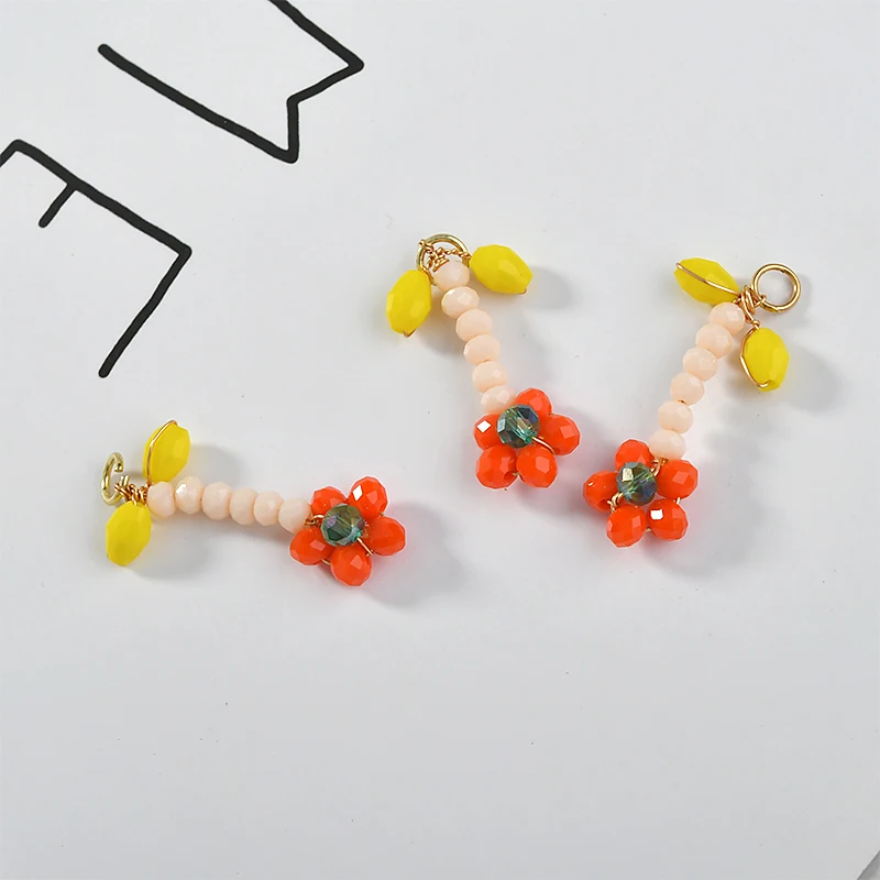 Ручной работы листья цветочные бусины кристаллы кулон DIY серьги украшение