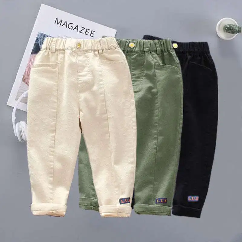 

Spring And Autumn Pure Cotton Boys Trousers 2021 New Children's Wear Casual Pants Small And Medium-Sized Children's Baby Models
