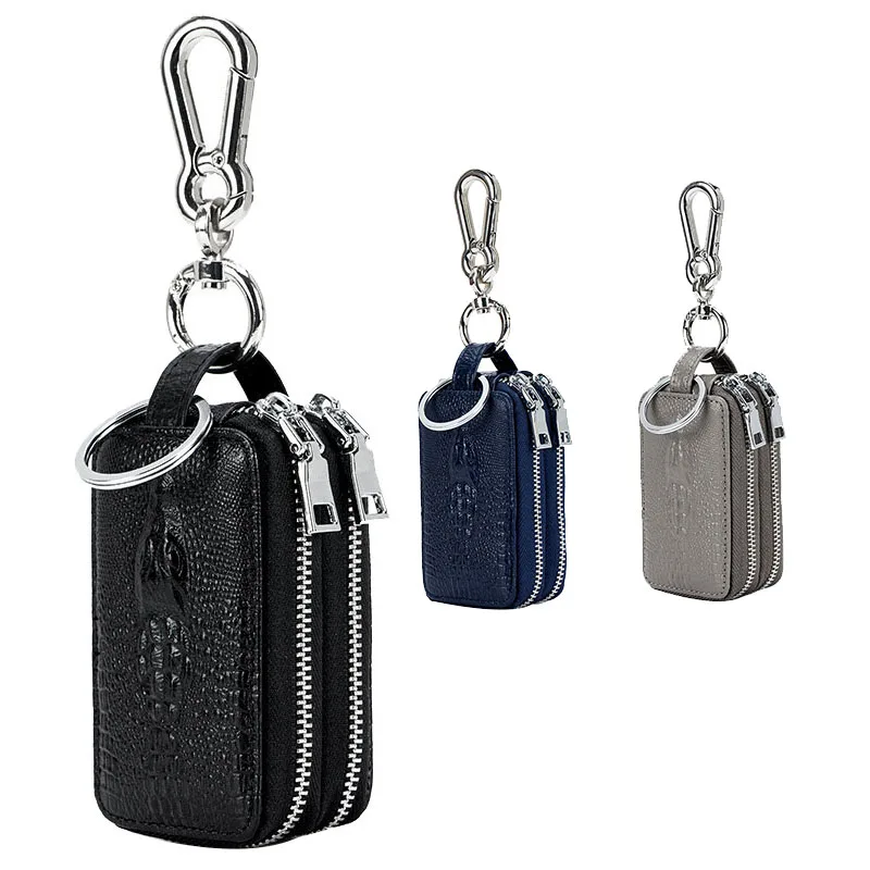 Кожаный бумажник для ключей с крокодиловым узором Большая вместительная сумка