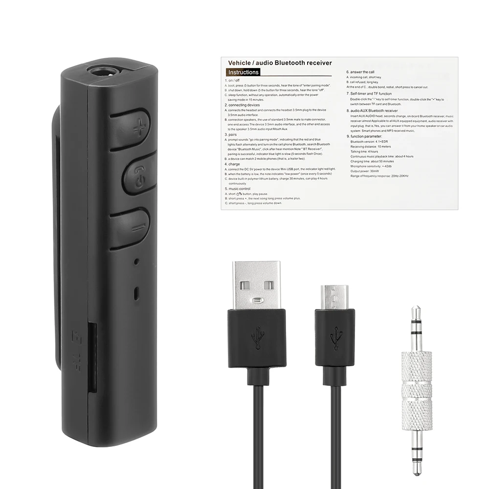 Bluetooth приемник для наушников беспроводной адаптер аудиоприемник с разъемом 3 5 мм