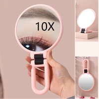 10x 5x 1x magnification double sided hand mirror foldable hanging portable magnifying handheld makeup pedestal mirror