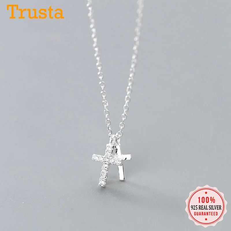 Trustdavis 100% 925 дюйма твердая искусственная кожа кулон с фианитом короткое ожерелье
